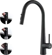[Decaura] Lead-Free Pull Down Kitchen Mixer Taps High-arc 3-Mode Metal Pull-Out Sprayer Laundry Mixer Tap 360° Swivel Sink Faucet (Matt Black)
