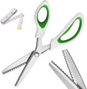 Pinking Shears，9” Zig Zag Scissors for Fabric，Pinking Shears Green
