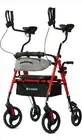 ELENKER Heavy Duty Rollator Walker w/Wide Seat, Backrest & 10" Wheels - Red
