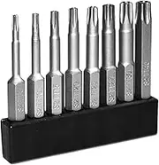 8Pcs 5 Point Torx Star Security Screwdriver Bits Set Magnetic Tamper Proof T8-T40 1/4" Hex Shank