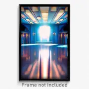 Pixel Art Poster - Sky Blue Ballroom (8 Bit Psychedelic Trippy Video Game Print)