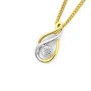 9ct Gold Diamond Double Swirl Pear Shape Pendant
