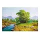 【御畫房】溪邊牧牛 國家一級畫師手繪油畫60×90cm(VF-07)
