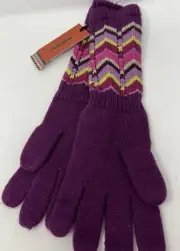 MISSONI Target GIRLS Purple Zig Zag 12" Long Knit GLOVES Wool Blend M/L NWT