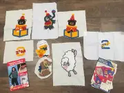Lot of 8 Punch Needle quilt Blocks Appliques stamped patterns Instructions
