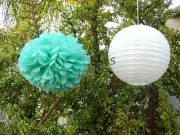 24x paper pom poms lanterns engagement wedding birthday anniversary hanging deco