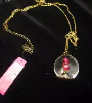 BETSEY JOHNSON RARE ROSES IN THE GLASS GLOBE LONG NECKLACE