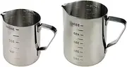 [LC LICTOP] Milk Frothing Pitcher Set 350ml & 600ml Capacity Espresso Steamer Stainless Steel Milk Frother Steamer, Tick Marks Inside and Out(350ml & 550ml Mark)