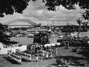Sydney New South Wales 1938 - The re enactment at Circular Quay of- Old Photo