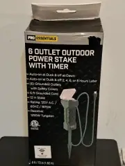 6-Outlet Power Stake with Timer 6' cord 12" Stake