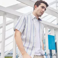 在飛比找momo購物網優惠-【NAUTICA】男裝 清新直條紋短袖襯衫(白色)