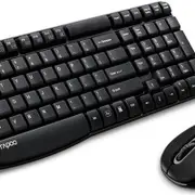 RAPOO X1800S 2.4GHz Wireless Optical Keyboard Mouse Combo Black - 1000DPI Nano Receiver 12m Battery (Black)