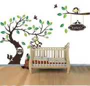 Mega large monkey Tree owl Wall Art Stickers Kids Nursery Vinyl Decal removable