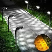 JSOT 6 Pack Solar Lights for Outside Garden Decor, IP65 Waterproof Solar Landscape Outdoor Lighting for Pathway Walkway Driveway Backyard Decoration (Cool/Warm White)