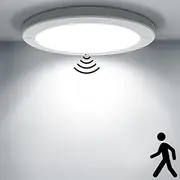 HiBay 18W Motion Sensor LED Ceiling Light with Twilight Sensor, Round Ultra Slim Flush Mount PIR Lights Indoor 1800lm Cool White 240V for Hallway, Stair, Porch, Garage, Toilet
