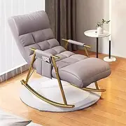 QIADIAOC Armchair Rocking Chair Accent Glider Lounge Chair Living Room Bedroom Recliner,Occasional Chairs Backrest 5 Positions and Soft Padded Cushion(Light Grey,Golden feet)