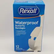 Rexall Waterproof Butterfly Bandages Band Aids First Aid 12 Count Box