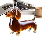 Glass Liquor Bottle | Glass Liquor Bottle Dachshund Dog Shape | Collectible Decanter Animal Statue, Wine Container Shelf Ornament for Housewarming, Christmas, Wedding