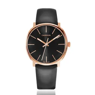 Calvin Klein美國原廠平輸 | CK手錶 紳士簡約三針皮帶手錶-黑x玫瑰金 K8Q316C3 限時搭贈錶帶
