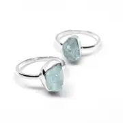 Aqua Marine Crystal Silver 925 Ring Natural Jewellery Raw Solitaire One Piece Variant Size 6 7 8 US/CA