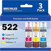 522 Ink Refill Bottles ET-2800 ET-4800 ET-2400 ET-2803 Replacement for Epson 522 Color Ink Compatible for Ecotank ET-2800 ET-4800 ET-2400 ET-2803 ET-2840 ET-2720 ET-4700 ET-4810 Printer 3Pack CMY