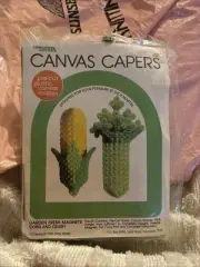 Canvas Capers Garden Fresh Magnets #202 Corn & celery Plastic Canvas Kit 1980!!!