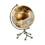 8Inch World Globe,Illuminated World Globe with Metal Stand,Educational Interactive Globe, LED Globe Gold
