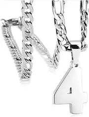 [ANMUXI] Necklaces: Your Unique Identity - Custom Silver-Plated Initials & Numbers, with a Stylish Stainless Steel Sports Chain Pendant