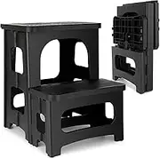 Folding 2-Step Stool, KELIOO Non-Slip Collapsible Step Stools for Adults or Kids, Hold up to 300 lbs, Step Stool Foldable for Kitchen Home Toilet Bedroom Office RV
