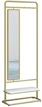 Full Length Mirror Full-Body Floor-to-Ceiling Mirror Rotating Dressing Mirror Hanging Coat Rack Integrated Simple Storage Home Bedroom Coat Rack Full Body Mirror(Gold,60cm)