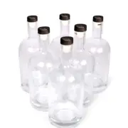 6 x 1000ml 1 Litre Glass Spirits Liquor Whiskey Bottle w/ Black Cork Home Brew