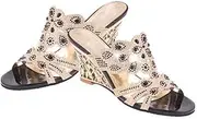 [Girllike] Women's Crystal Rhinestone Peacock Patterned Handmade Sandals Platform Wedge Dress Sandals Slippers (7.5 B(M) US Women/CN 38, Black)