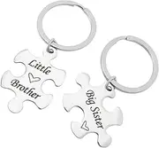 [WRITWAA] 1 Pair Puzzle Keychain Fake Belly Rings Bat Sunglasses Metal Tags Birthday Puzzle Family Keychain Inspirational Keychain Rings Puzzles Matching Key Chain Stainless Steel