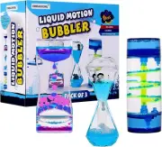 Liquid Motion Bubbler for Kids and Adults 3-Pack Hourglass Liquid Bubbler Timer