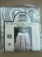 NIP Woven Ivory Taupe Sand Natural Topper Tablecloth 43” Square 100% Cotton Lace