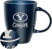 Rico Industries NCAA BYU Cougars Sunburst Navy 18oz Laser Engraved Ceramic Lustre Mug