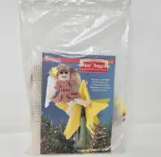 The Needlecraft Shop Star Angel Christmas Tree Topper Plastic Canvas Kit Vintage
