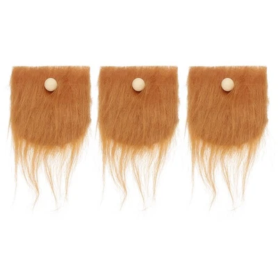 3 Pcs Pre-Cut Gnome Beard with Wood Balls, Light Brown