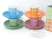Bia Cordon Bleu Museo Mundo Circles in Squares Demi Cup & Saucer 3 oz., Set of 4