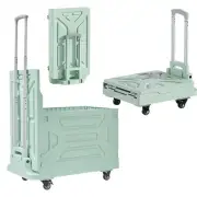 Foldable Shopping Cart with Wheels, Collapsible Rolling Crate for 23GAL Green