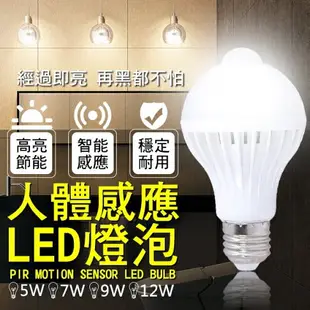 【9%點數】人體感應LED燈泡 現貨 當天出貨 E27 自動感應 紅外線 緊急照明 5W 7W 9W 12W【coni shop】【限定樂天APP下單】