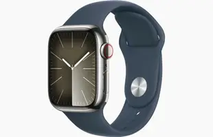 【Apple官方直送】【25個工作天出貨】 Apple Watch Series 9 (S9) GPS+行動網路 (41mm) 不鏽鋼錶框+運動錶帶