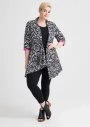 TS Taking Jacket 16 Plus Size New Field Of Roses Floral Mid Length 3/4 Sleeve