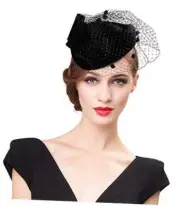 British Vintage Wool Felt Pillbox Hat Ladies Church Derby Winter 011 Black