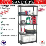 Plastic Storage Rack Stand With 5 Shelves Shelving Unit Organiser Home Warehouse