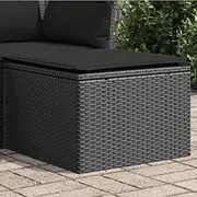 Garden Stool with Cushion Black 55x55x37 cm Poly Rattan,Comfortable and Durable PE Rattan Garden Stool for Outdoor Relaxation