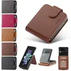 For Samsung Galaxy Z Flip6 Flip5 4 3 Wallet with Card Holder Leather Phone Case
