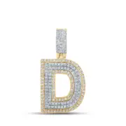 1/2cttw Diamond Initial Letter D Mens Pendant 10k Yellow Gold