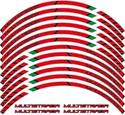 Stickers for Ducati MULTISTRADA 1260 1200 1200 S 12 X Thick Edge Outer Rim Motorcycle Tire Rim Decals Stickers Logo (Color : Red)