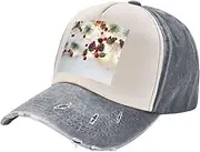 [YANYU] Christmas Garland with Lights Print Fashion Washed Distressed Baseball Cap Vintage Adjustable Hat with Classic Brim
